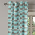 thumbnail image 2 of Ambesonne Plaid Grommet Curtain, Bicolor Checkered Retro, 50" x 96", Dark Brown Seafoam White, 2 of 6