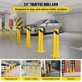 thumbnail image 2 of BENTISM Safety Bollard Steel Bollard Post 24"H 4.5"D Yellow Signs Pipe Steel Barrier Yellow Powder Coat Pipe Steel Safety Barrier with 4 Free Anchor Bolts for Traffic-Sensitive Area, 2 of 9