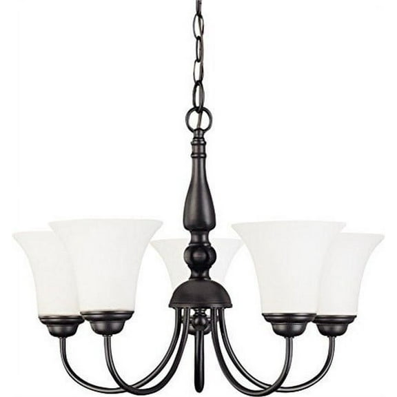Nuvo 60-1842 - Dupont - 5 light 21" Chandelier w/ Satin White Glass
