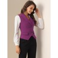 thumbnail image 3 of DARING DIVA Women's Waistcoat Double Breasted Shawl Lapel Suit Vest L Dark Purple, 3 of 6