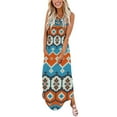 thumbnail image 1 of Birdeem Robe Longue Décontractée pour Femme à Col en V Sans Manches Imprimée, Coupe Ample, Style Camisole, Longue Robe+poche, 1 of 5