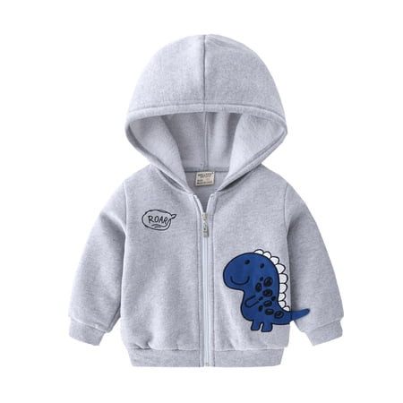 

nsendm Toddler Kids Baby Boys Cartoon Dinosaur Printed Zipper Hoodie Jacket Coats Heavy Jacket Outerwear Grey 1-2 Years