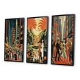 thumbnail image 3 of Designart "Retro City Life in Art Deco Style I" Fashion Woman Framed Wall Art Set Of 3 - Blue Glam Frame Gallery Wall Set For Home Decor, 3 of 6