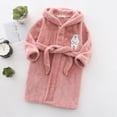 thumbnail image 2 of Children's Plush Coral Fleece Bathrobe,Cozy Hooded Robe with Belt,Cute Print,for Kids Toddlers 2-12 Years,Warm After-Bath Loungewear Toddler Pajamas Gibobby,Pink,Size 3-4T, 2 of 7
