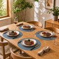 thumbnail image 4 of Unique Bargains 2 Pcs Bow Oval Faux Leather Placemat Light Blue, 4 of 5