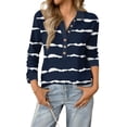 thumbnail image 2 of Garbnen Womens Henley Tops Striped Spring Summer Womens Long Sleeve Shirt Casual Trendy Vacation Button Up Womens Tunic Tops, 2 of 4