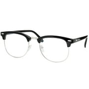 Skeleteen Clear Lens Costume Glasses - Non Prescription Horn Rimmed Fake Club Eyeglasses for Adults and Children Black