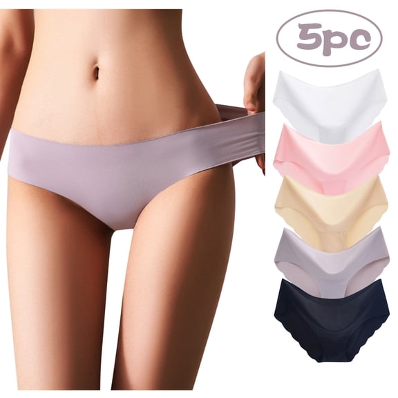 Womens Bikini Briefs Underwear Pack Non-Trace Ice Silk Breathable Midwaist Solid Panties Saving on Clearance