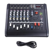 6 Channel Professional Powered Mixer w/ USB Slot Power Mixing 13x14x5" 110V