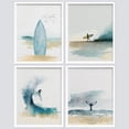 thumbnail image 3 of PixonSign 4 PCS Adhesive Canvas Poster Watercolor Pastel Surfboard Ocean Wave Beach Whale Fin Framed Wall Art Digital Art Set Modern Art Decorative Wall Décor for Bedroom, Office -11"x14" White, 3 of 5