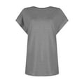 thumbnail image 2 of Womens Shirts Blouse Women's Casual Loose Fitting Solid Color T-shirt Round Neck Pullover Short Sleeved Top, 2 of 7