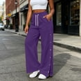 thumbnail image 6 of JIAYUE Women's Pants Casual Solid Color Drawstring With Pockets Button Design And Side Slit Long Sweatpants For Daily Lightweight Fashion Beach Vocation Wear, 6 of 9
