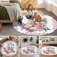 thumbnail image 6 of Easter Bunny Roses 6ft Round Rugs, Pink Floral Spring Botanical Washable Non-Slip Area Rugs for Living Room Bedroom Kitchen, Soft Low Pile Dining Room Kicthen Circle Carpet, Indoor Floor Rug, 6 of 9