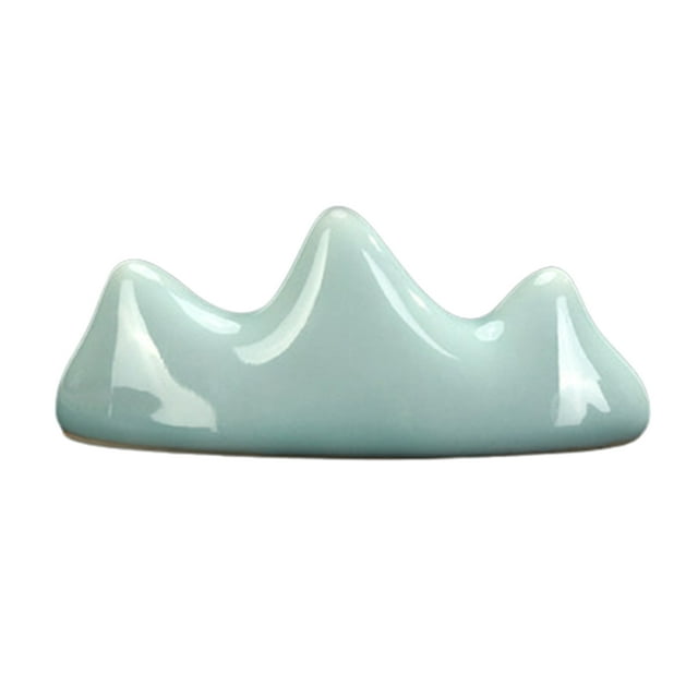 CAROOTU Celadon Pen Holder Multifunctional Mountain Shape Ink Brush Rest Retro Desktop Ornament for Home