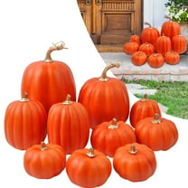 BinKFF 7 Pcs Plastic Pumpkins for Decorating - Artificial Foam Pumpkins for Fall Decor, Thanksgiving, Halloween, Wedding & Party, DIY Craft Fake Pumpkin for Table Centerpiece