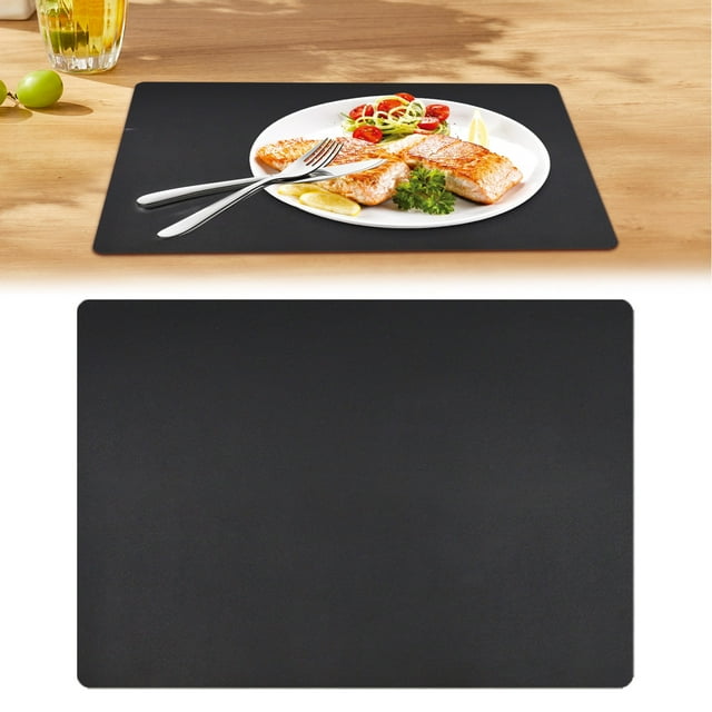 ZTTD 1Pcs Napperon en Cuir PU Lavé Résistant à la Chaleur, Imperméable et Essuyable pour Décoration de Fête (Noir)
