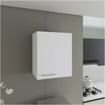 JERFIT 20" Wide White Modern Wall Cabinet with Door & Shelves for Bathroom, Kitchen & Garage Storage