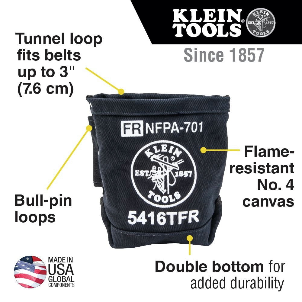 Flame-Retardant Black Bull Pin Holder Belt Loop Canvas Bolt Bag Tool Pouch 9 in 