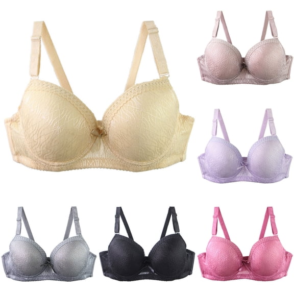 SROBPTY Plus Size Bra for Women, Womens Push Up Bra, Women's Thin Underwire Lace Push Up C Cups Comfortable Breathable Daily Bras Purple,40/90C