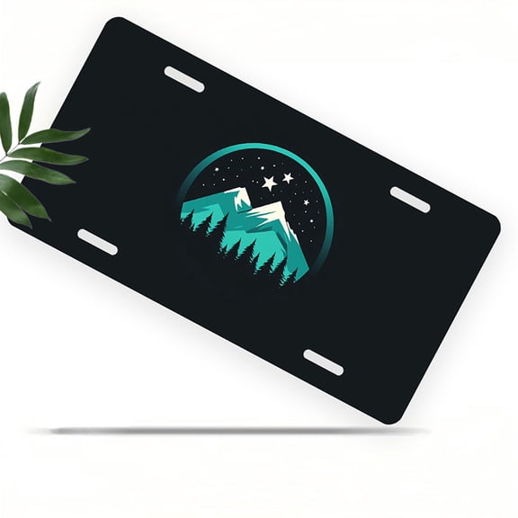 Mountain Night Front License Plate, Metal License Plate, Funny Standard Plates Personalized Novelty Decorative For Men/Women/Boys/Girls Car 6×12 Inch