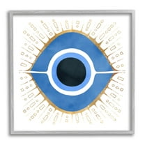 Stupell Industries Abstract Blue Evil Eye Symbol Graphic Art Gray Framed Art Print Wall Art, Design by Ziwei Li