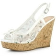 thumbnail image 1 of BLISSFUL STEP Women's Lace Platform Wedges Wedge Heels Sandals, 1 of 6