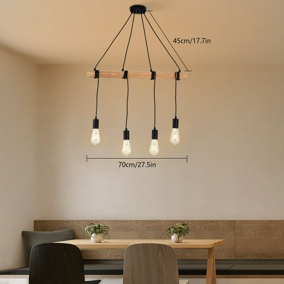 4 Lights Round Rustic Pendant Lamp Farmhouse Chandelier Lighting Ceiling Light for 129ft² Kitchen, Living Room, Dining Room