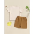 thumbnail image 5 of Niusricy Kids Toddler Boy Farm Outfit 12M 18M 2T 3T 4T 5T Infant Baby Crew Neck T-shirts LetterAnimal Print Short Sleeve Tops with Elastic Waist Shor Daily 2 Pcs Summer Clothes for Vacation, 5 of 7