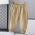 thumbnail image 2 of Odeerbi Toddler Boys Girls Cotton Jogger Pants Workout Pants 1-6 Years Kids Solid Color Sports Athletic Pants with Pocket Mid Waist Long Sweatpants Toddler Clothes Khaki, 2 of 9