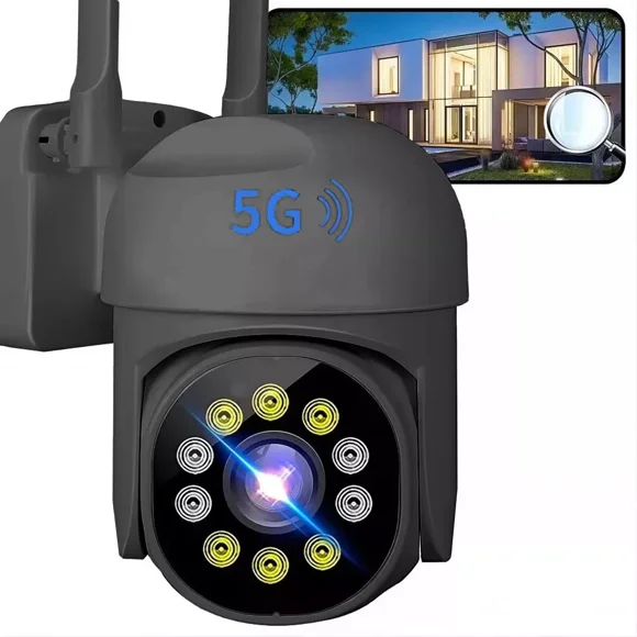 Cámara De Seguridad Vigilancia Exterior Wifi 360o Con Alarma Color Negro