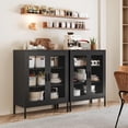 thumbnail image 4 of Elegant 40''H Metal Storage Cabinet with Mesh Doors,Steel Display Cabinet with Adjustable Shelves,Metal Office Storage Locker for Home Office,Black, 4 of 7