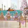 thumbnail image 4 of Pink Christmas Gingerbread Man Rectangle Tablecloth 60 x 84 Inch, Xmas Tree Peppermint Candy Decorative Table Cloth Dining Table Cover, Winter Holiday Dinner Party Picnic Decoration, 4 of 6