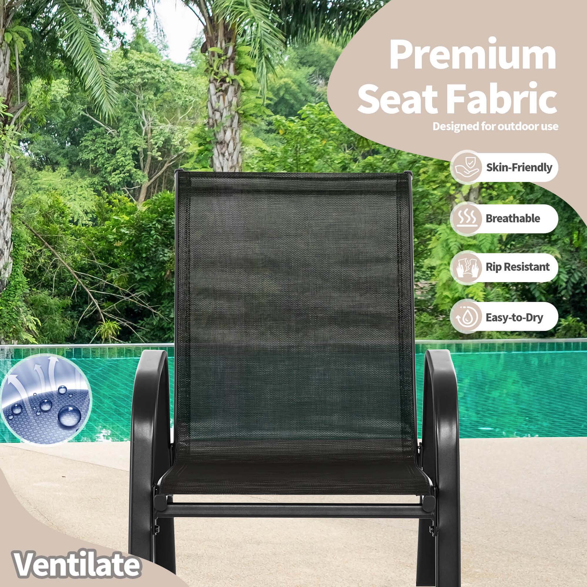 Costway 2 PCE Patio Rocking Chair Heavy-Duty Metal Rocker Outdoor Anti-Slip, Black (Set of 2)
