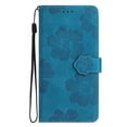 thumbnail image 2 of Leather For Samsung Galaxy S21 Ultra 5G Case Flower Embossed 3-card  Flip Wallet Leather Case with Card Holder Magnetic Closure ,Detachable Wrist Strap,Shockproof Phone Cases Cover,Blue, 2 of 9