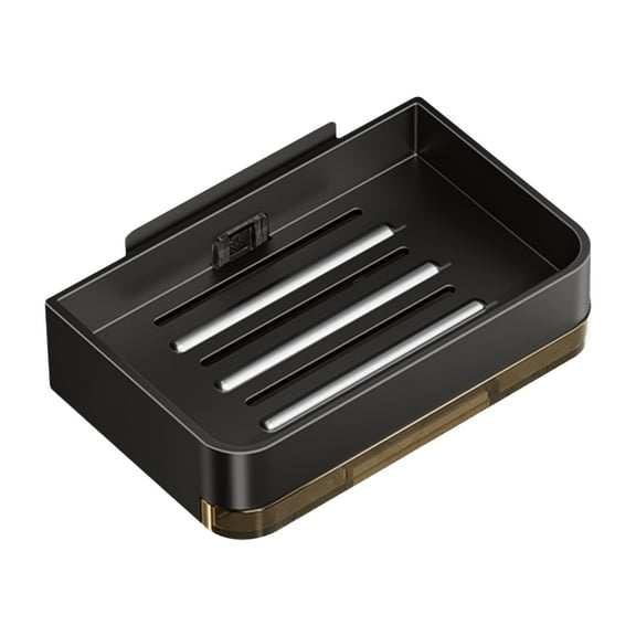 Black Black Stainless Steel Soap Dish With Sponge Holder Wall Mount Soap Saver With Drain Holes For Bathroom Kitchen Sink Countertop Organization Double Soap Stand