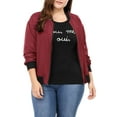 thumbnail image 2 of Unique Bargains Women's Plus Zipper Trim Outerwear Bomber Jacket, 2 of 7