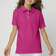 thumbnail image 2 of TQWQT Girls Hot Pink Golf Polo Shirts Size 13-14 3-Button Collared Shirt Short Sleeve School Golf Polos Lightweight Breathable Dressy Tops 160, 2 of 6