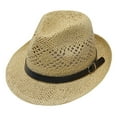 thumbnail image 1 of Unisex Straw Cowboy Hat - Summer Sunscreen Beach Cap, Polyester Braided, One Size, Fashionable Casual Accessory, 1 of 2