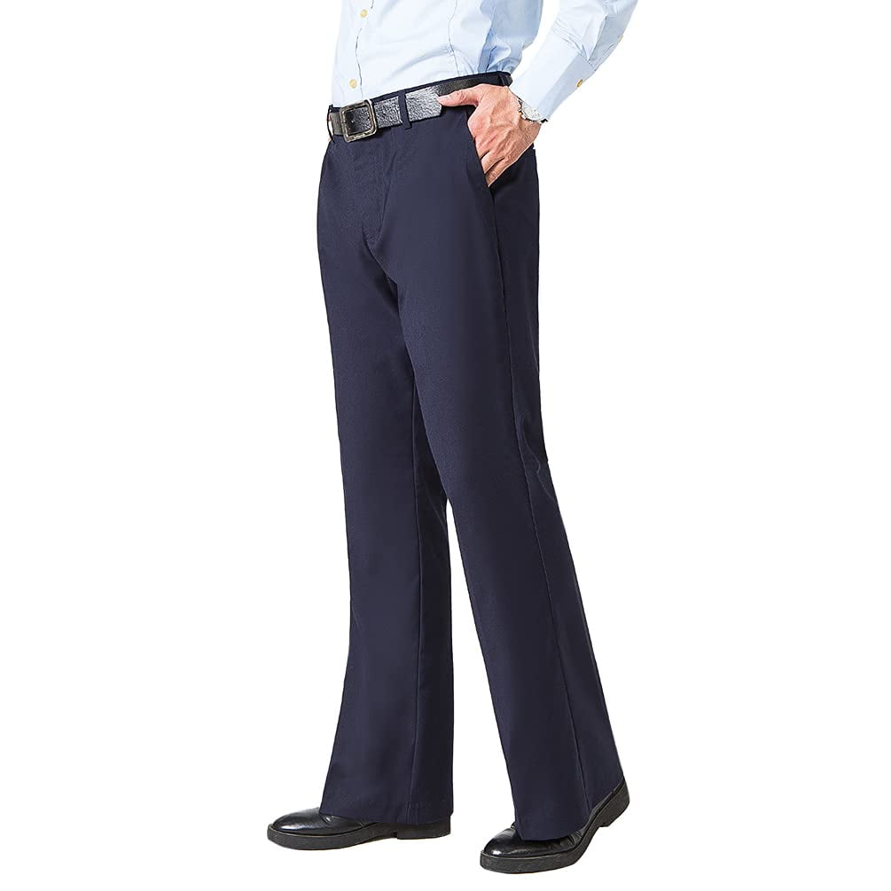HAORUN Men Bell Bottom Pants Regular Fit 60s 70s Vintage Flared Formal Dress Trousers