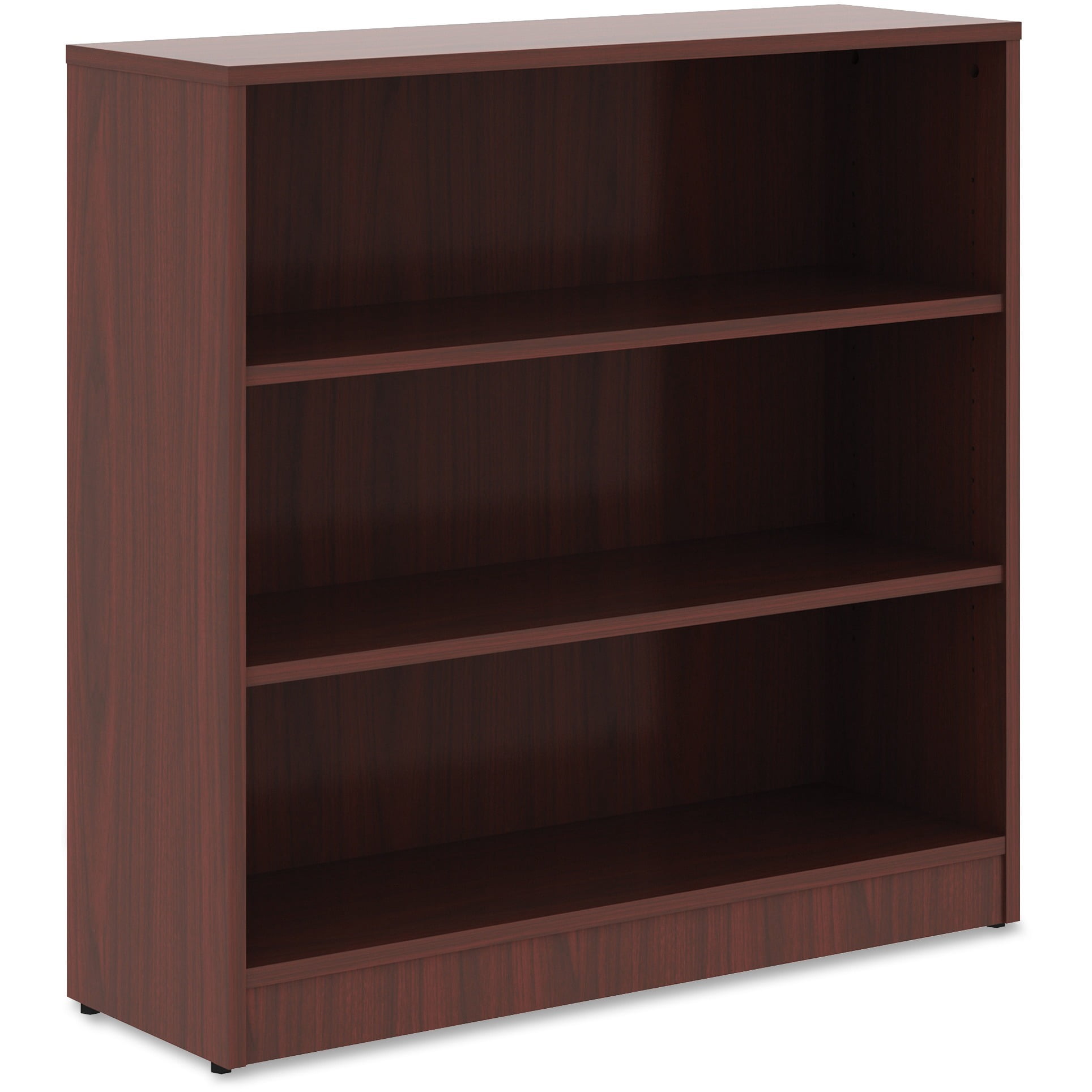Lorell Mahogany Laminate Bookcase - 36" Height X 36" Width X 12" Depth - Sturdy, Adjustable Feet, Adjustable Shelf - Mahogany - Laminate - 1 Each