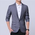 thumbnail image 2 of SWSMCLT Men's Long Sleeved Sport Button Suit Separate Coat Business Suit Jacket Formal Fitted Work Grey 34, 2 of 3