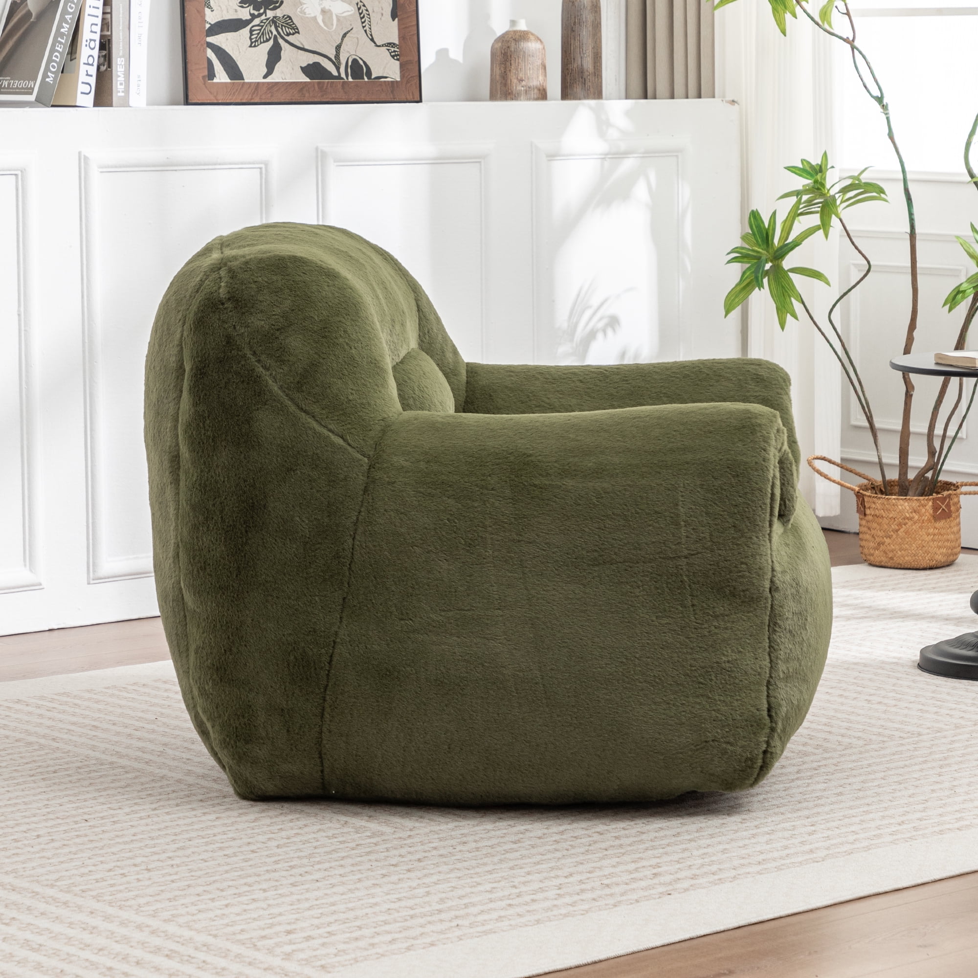 Jopath Bean Bag Chair, Comfy Bean Bag Sofa Faux Fur Bean Bag Chair For Adults And Kids, Stuffed Floor Sofa For Living Room, Bedroom, Apartment