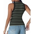 thumbnail image 3 of Women'S Striped Athletic Tank Tops with Built in Bras Fitness Workout Running Tops Black & Green M, 3 of 7