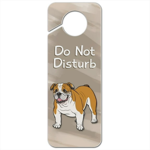 English Bulldog Pet Dog Plastic Door Knob Hanger Sign