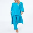 thumbnail image 4 of Women‘s Long Sleeve Irregular Tops Solid Color Pants Loungewear Sets, 4 of 9