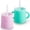 Green and Pink, variant on PopYum Silicone Training Cup with Straw and Lid, 2-Pack Blue/Green