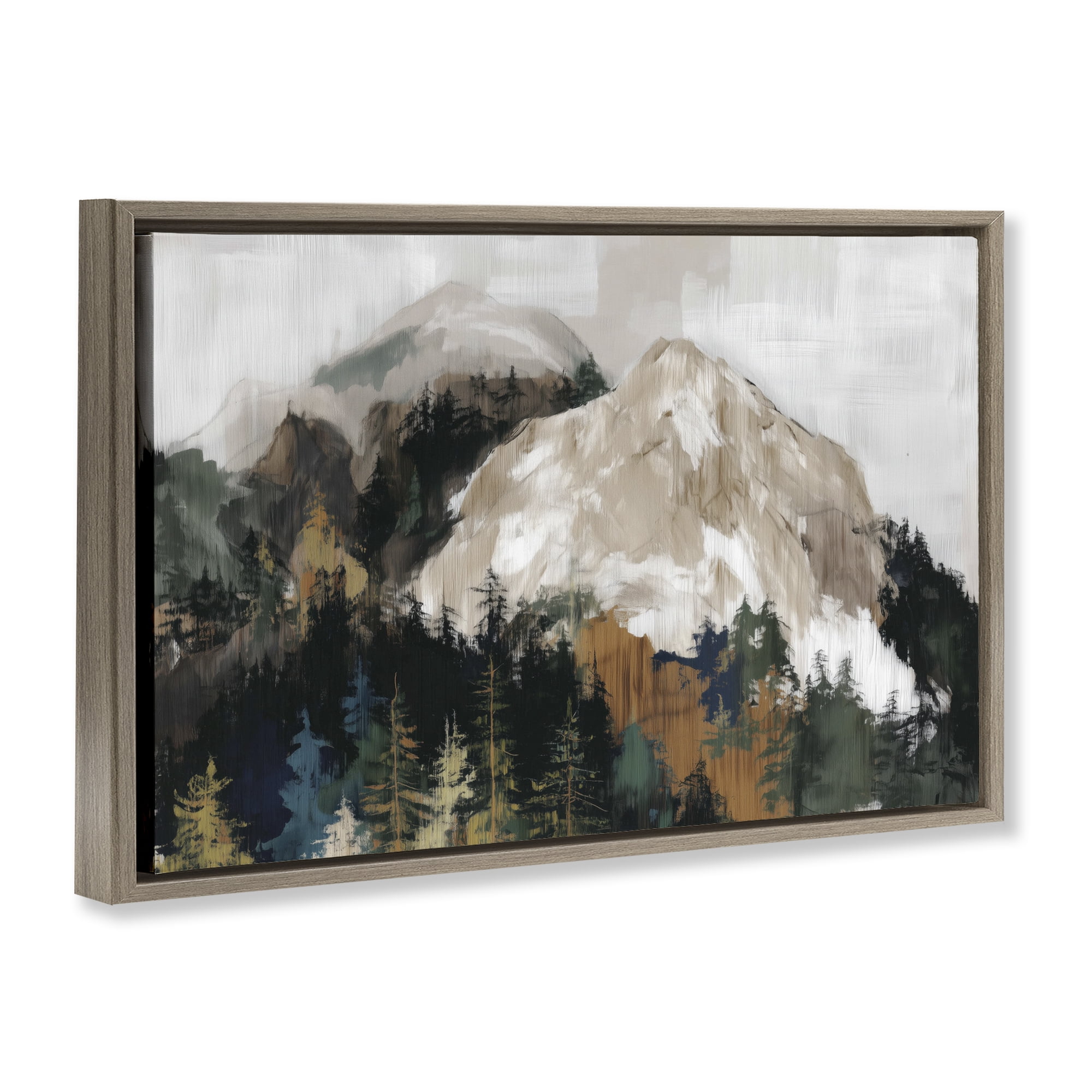 Stupell Industries Rugged Mountain Peaks Brown Framed Floater Canvas Wall Art, design by Chromatic Storm Studio