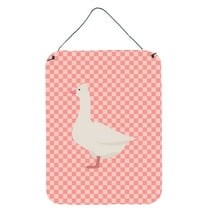 Carolines Treasures BB7898DS1216 Roman Goose Pink Check Wall or Door Hanging Prints