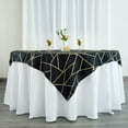 thumbnail image 3 of BalsaCircle 54" x 54" Black Gold Metallic Geometric Design Square Polyester Table Overlay Tablecloths, 3 of 8