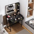 thumbnail image 2 of Tocador con Espejo FurnitureR con 2 Cajones y Luces LED 3 Modos Negro, 2 of 8